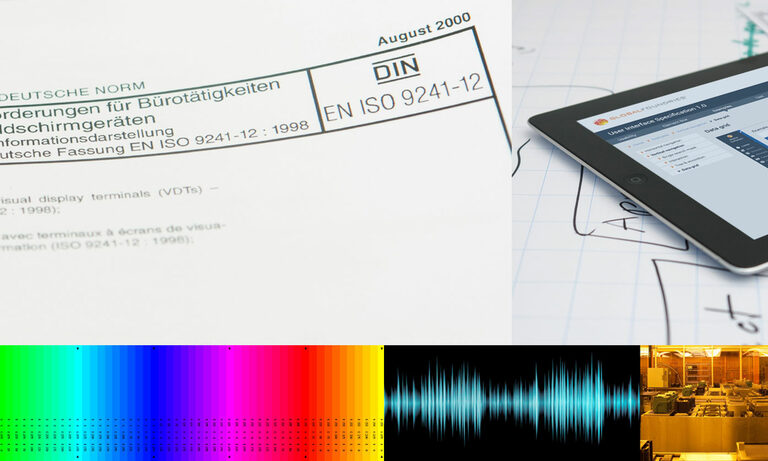 Usability auf Basis internationaler Normen Collage: Blatt mit Forderungen und Tablet mit Webseite Globalfoundries.