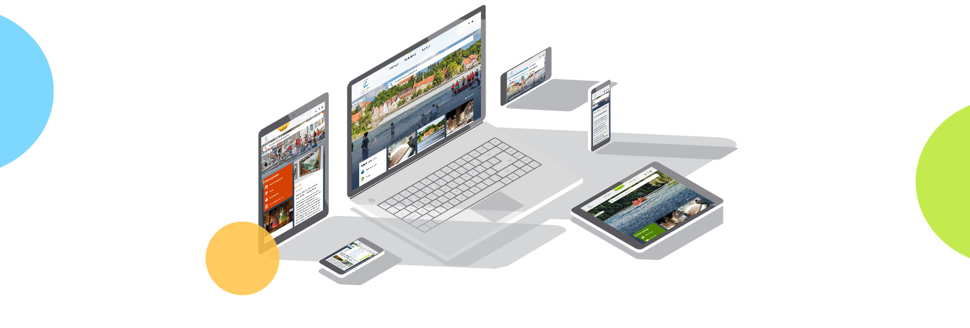 Responsives Stadtportal Landsberg am Lech Grafik: digitale Ausgabegeräte mit Website
