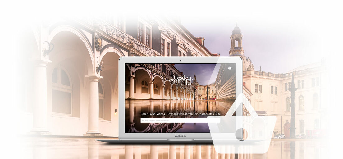 MySQL ist eine verlässliche Grundlage für Ihre Anwendungen Collage: Laptop mit Webseite von "Dresden.Elbland".