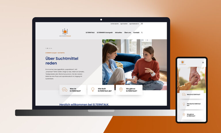 Grafik: Desktop und Smartphone mit Startseite von elterntalk.net