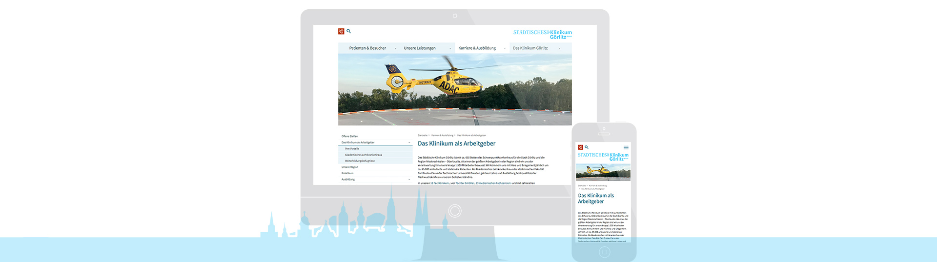 Relaunch von klinikum-goerlitz.de - Konzept, Grafik, technische Umsetzung, Inhaltspflege und Einbindung externer Anwendungen von Sandstein Relaunch von klinikum-goerlitz.de - Konzept, Grafik, technische Umsetzung, Inhaltspflege und Einbindung externer Anwendungen von Sandstein