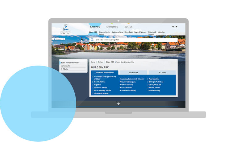 Angebote für Bürger Grafik: Laptop mit Website