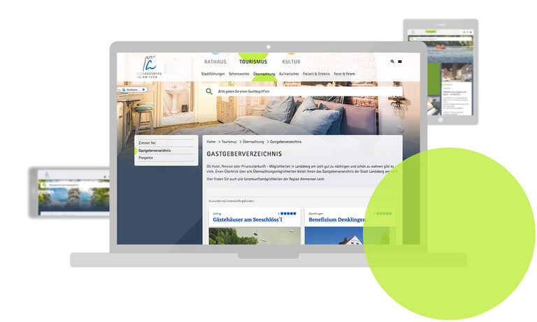 Tourismus im Stadtportal Landsberg am Lech Grafik: digitale Ausgabegeräte mit Website