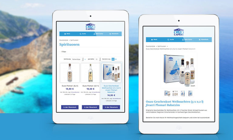Produktansicht im Online-Shop auf einem Tablet Produktansicht im Online-Shop auf einem Tablet