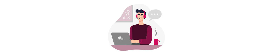 SEO Beratung Illustration: Mann mit Headset und Laptop