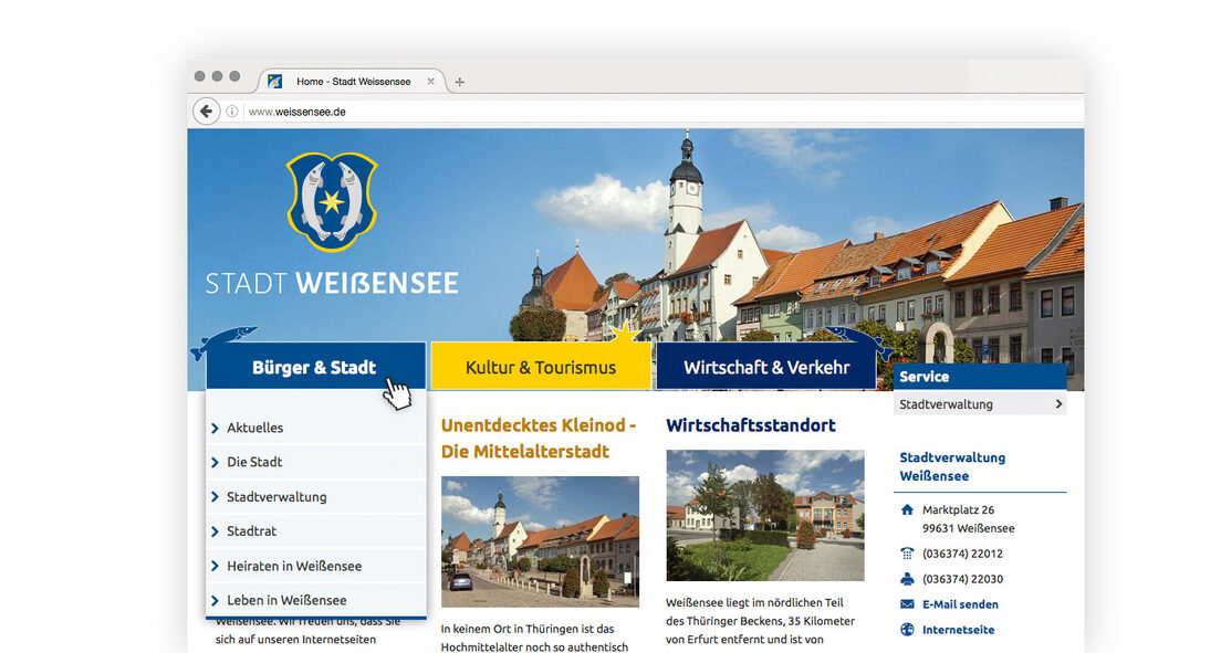 Relaunch für die Stadt Weißensee Grafik: Website der Stadt Weißensee