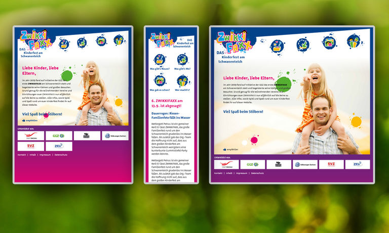 Webseite »Zwikkifaxx« für Kinder von Sandstein Webseite »Zwikkifaxx« für Kinder von Sandstein
