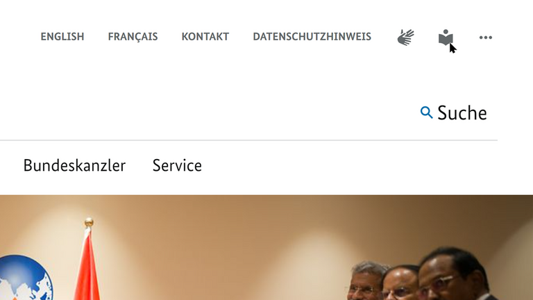 Leichte-Sprache-Seite auffindbar machen Screenshot: Seite oben mit Symbol Buch zur Leichten Sprache.