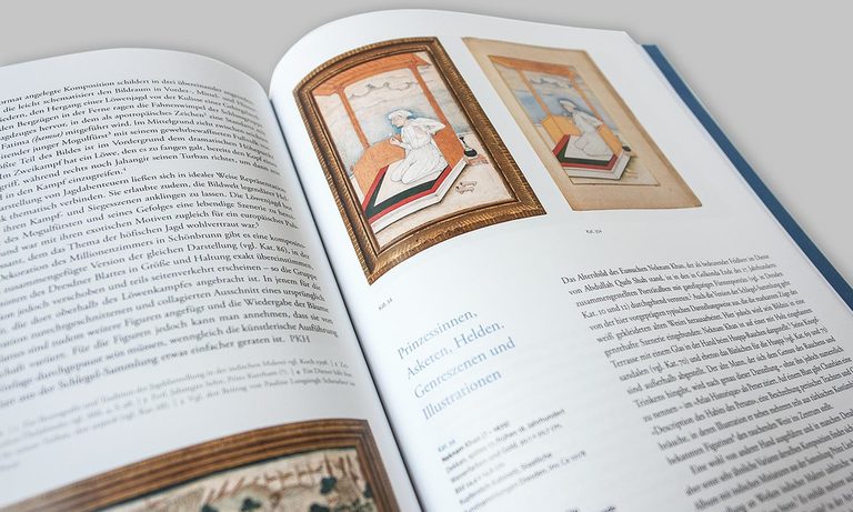 Beispielseite des Ausstellungskataloges »Miniatur-Geschichten. Die Sammlung indischer Malerei im Dresdner Kupferstich-Kabinett«