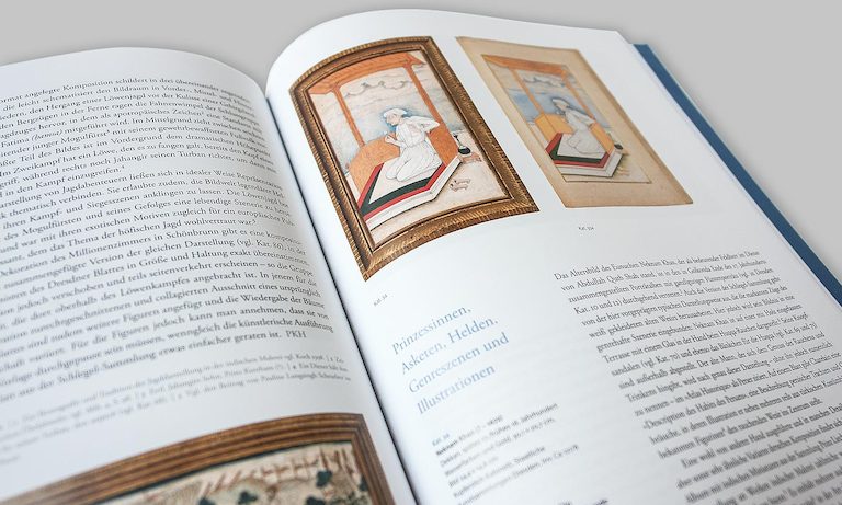 Beispielseite des Ausstellungskataloges »Miniatur-Geschichten. Die Sammlung indischer Malerei im Dresdner Kupferstich-Kabinett«